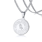 Men Stainless Steel Disc Pendant Praying Hands Bible Verse Prayer Medal Necklace Jewelry