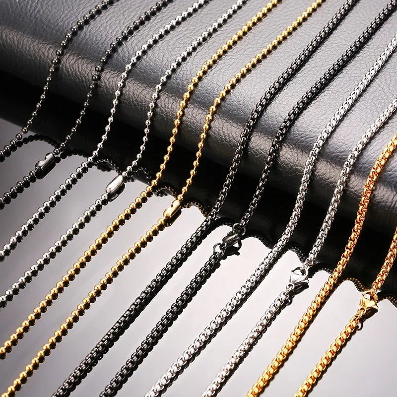 Basic Bead Ball Chain and Cable Chain Necklaces for Men Woman Unisex Accessories
