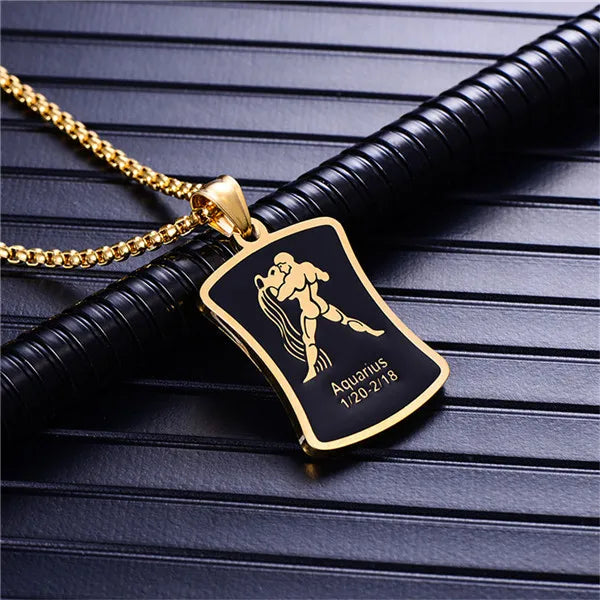 Zodiac Constellation Pendant Necklace — Gold
