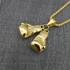 Hip Hop Pair Boxing Glove Pendants Necklaces For Men Gold Color Stainless Steel Necklace Male Hiphop Jewelry