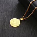 Men Stainless Steel Disc Pendant Praying Hands Bible Verse Prayer Medal Necklace Jewelry