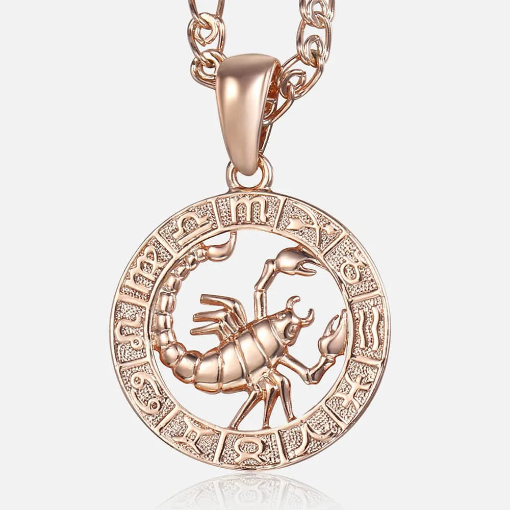 12 Zodiac Sign Constellations Pendant Necklace For Women Men 585 Rose Gold Color Necklace Birthday Gifts Drop Shipping