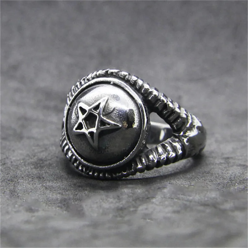 Pentagram Dome Ring for Men — 316L Stainless Steel