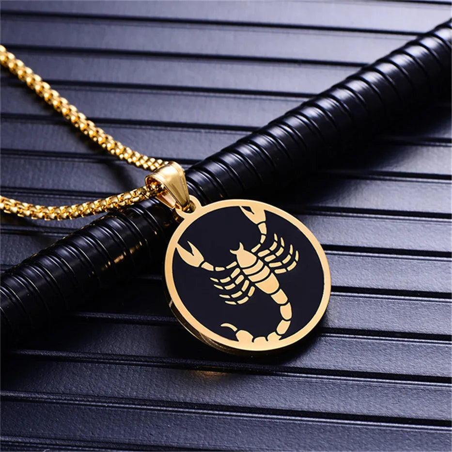 Scorpio 12 Constellations Necklace For Men/Women Birthday Gifts Gold Color Stainless Steel Amulet Pendant Zodiac Sign