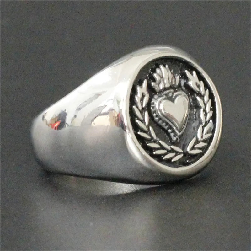 Olive Branch Love Heart Ring — Leaf Band Design