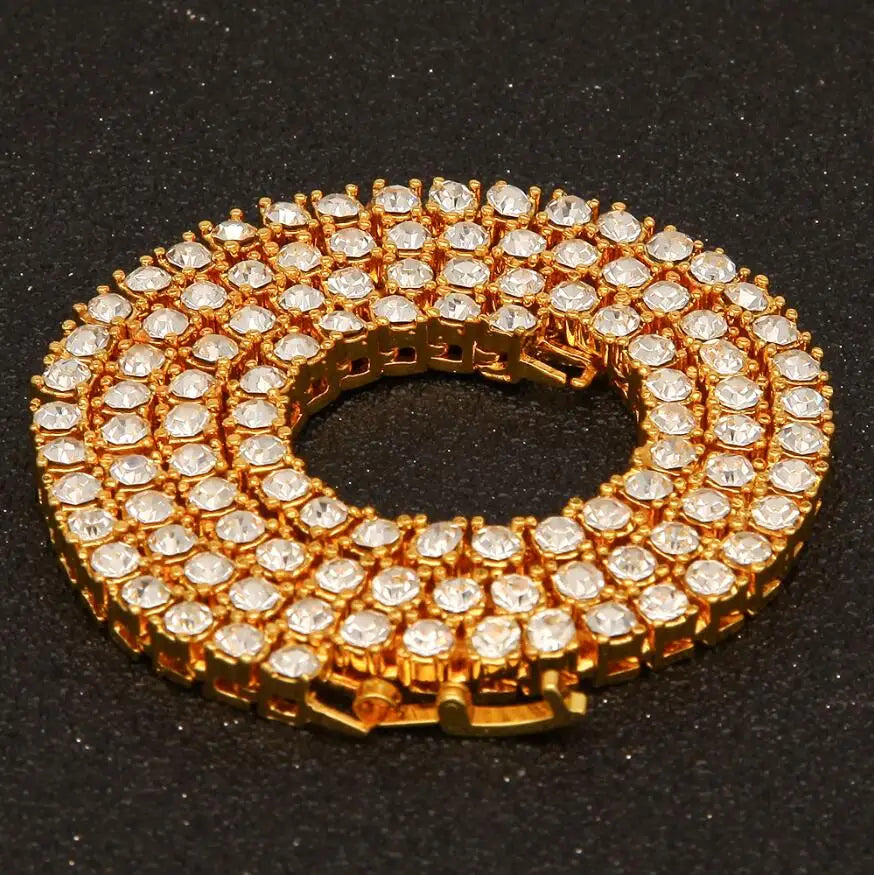 TBTK One Row Tennis Link Chain Choker Necklace Paved Bling Crystal Zircon Punk Style Man Luxury Hiphop Jewelry