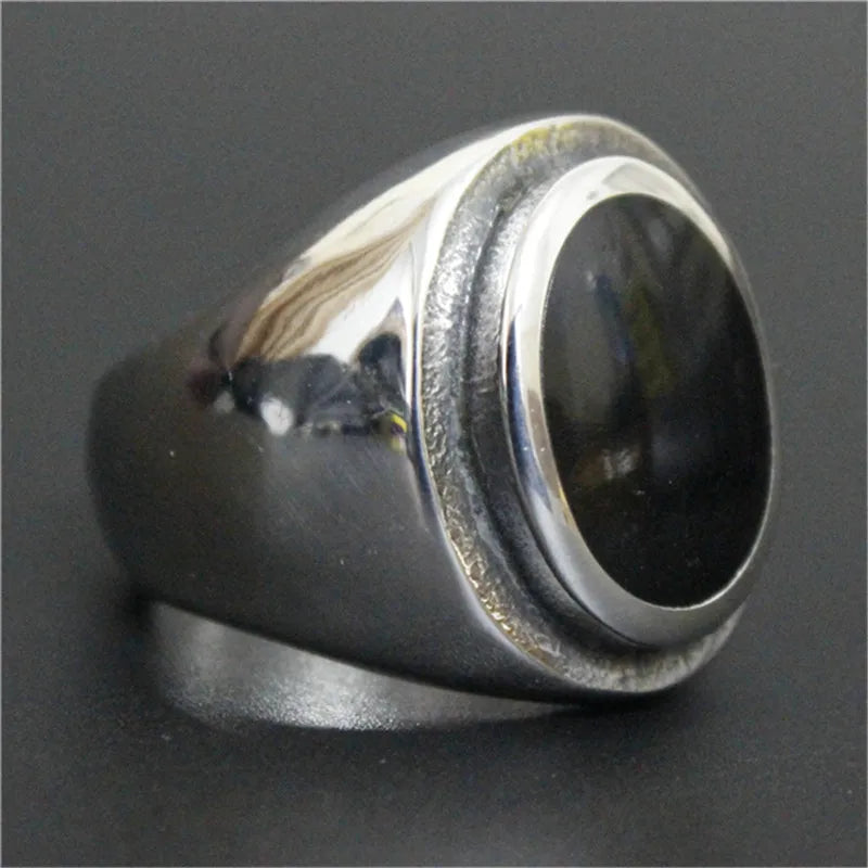 Polished Biker Band Ring — Stainless Steel