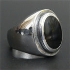 Polished Biker Band Ring — Stainless Steel