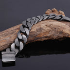 Cool 24MM Wide Cuban Chain Link Men's Bracelets Heavy Black Stainless Steel Man Bracelet for Men With Belt Buckle Metal