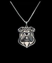 Bulldog Two-Tone Pendant Necklace — Boho English Charm Zinc Alloy
