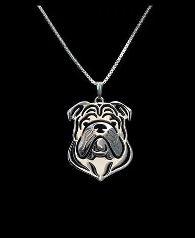 Bulldog Two-Tone Pendant Necklace — Boho English Charm Zinc Alloy