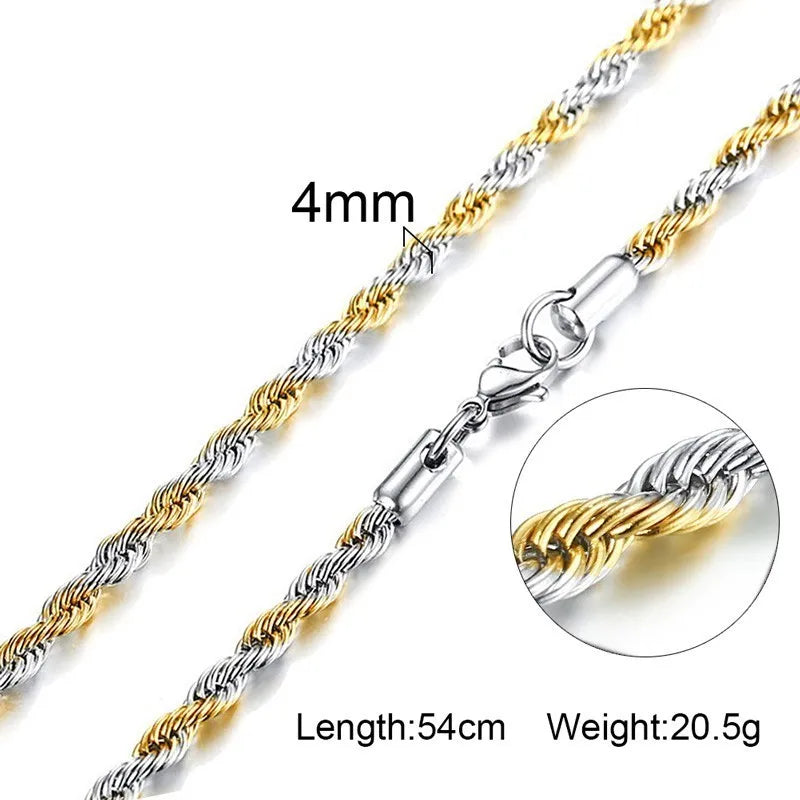 Twisted Wave Rope Chain Necklace — Gold
