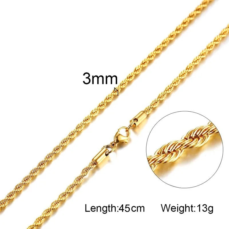 Twisted Wave Rope Chain Necklace — Gold