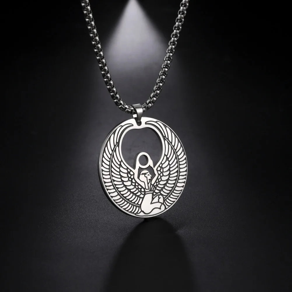 Egyptian Pyramid Pharaoh Isis Amulet Pendant Necklaces For Women Men Stainless Steel Jewelry Vintage Talisman African
