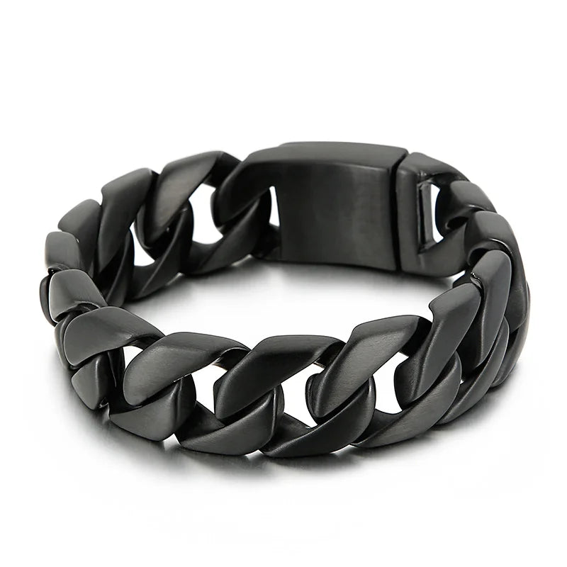 Masculine Brushed Black Stainless Steel Bracelet for Man Men's Bracelets Nickel-Free Hypoallergenic Jewelry Gifts for