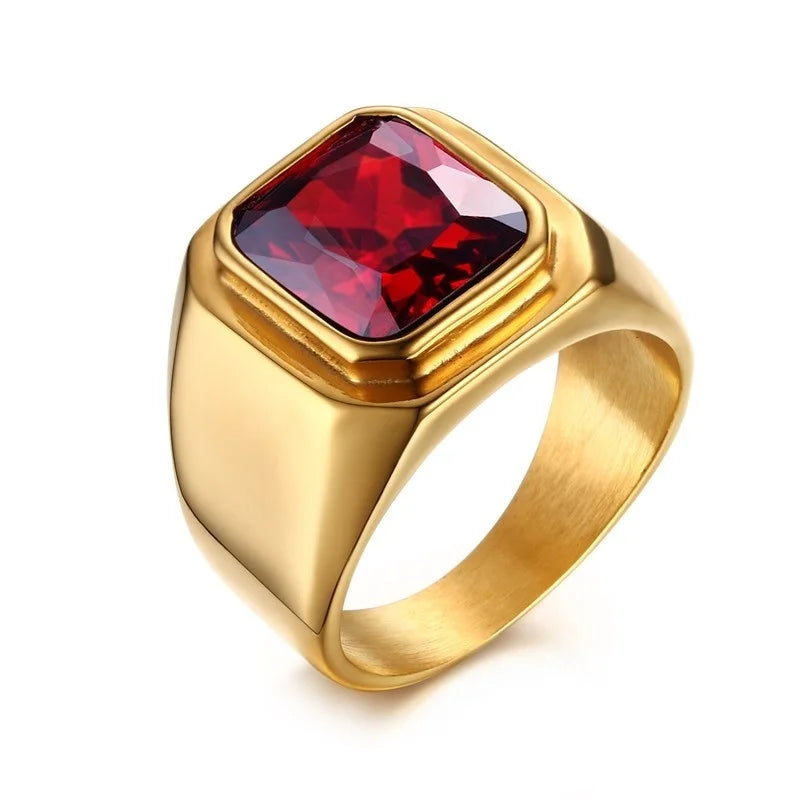 12.5mm Black Square Signet Ring — Stainless Steel