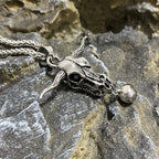 Bull Skull Bell Pendant Necklace — Stainless Steel