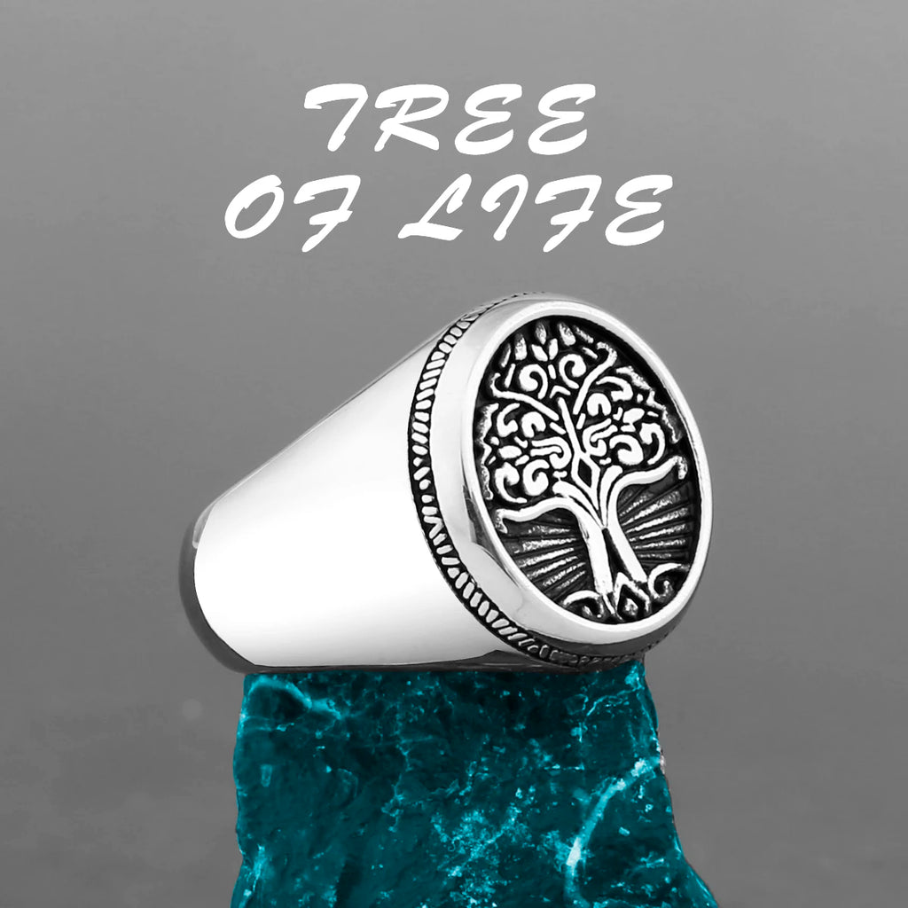 Viking Tree of Life Signet Ring — Stainless Steel