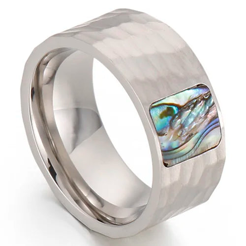 Vintage Stainless Steel Men's Finger-Rings Black Shell Ring For Men Boys Male Mens Jewellery 2022 Items