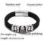 Pop Bohemian Style 316 Stainless Steel Men's Bracelet Ghost Head Accessories Woven Wine Leather Woman Bracelet 7 Day Delivery