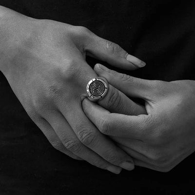 Vintage Gothic Biker Maze Ring — Stainless Steel