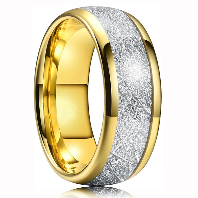 Fashion 8mm Silver Color Men Stainless Steel Ring Inlay Colorful Abalone Shell Rings For Men Women Wedding Band Jewelry Gifts