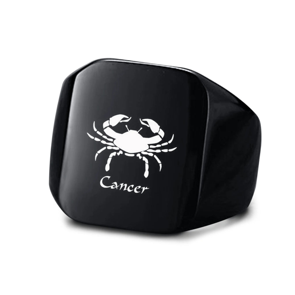 Vnox 18mm Signet Ring For Men Women, The Zodiac 12 Horoscope Constellation Sign Finger Band, Stainless Steel Aries Punk