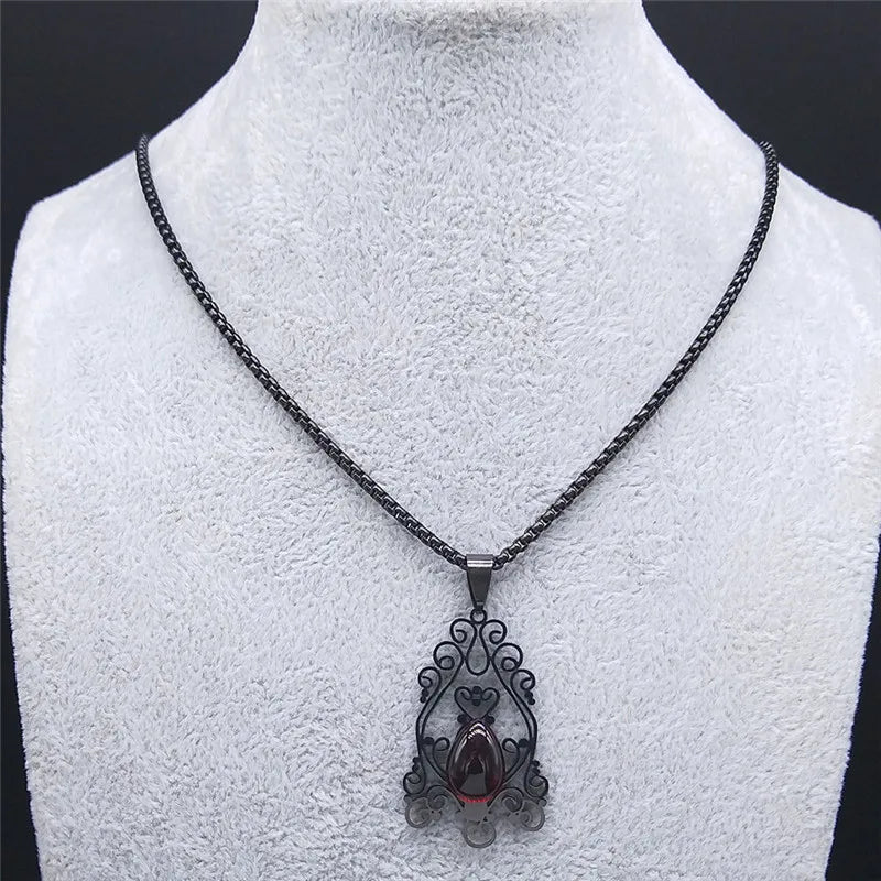 Gothic Flower Pendant Necklace — Stainless Steel