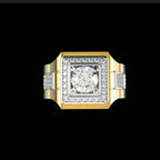 Hot Sale Popular Inlaid Crystal Wide Face Watch Style Men's Ring Banquet Business Male Ring Jewelry Size 6-13
