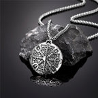 Never Fade Norse Compass Gold Color Necklace Men Vikings Runes Stainless Steel Trident Vegvisir Amulet Pendant