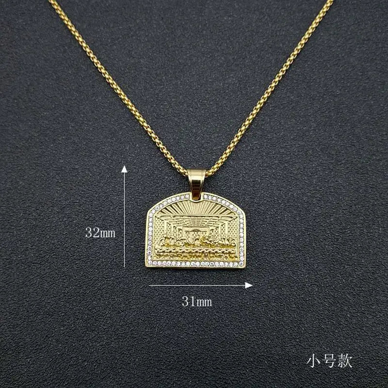Iced Out The Last Supper Pendant Necklace — Stainless Steel
