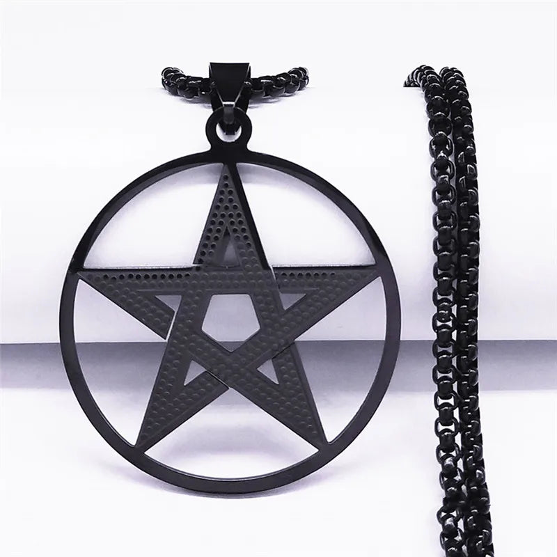 Star Steel Pendant Divination Witchcraft Pentagram