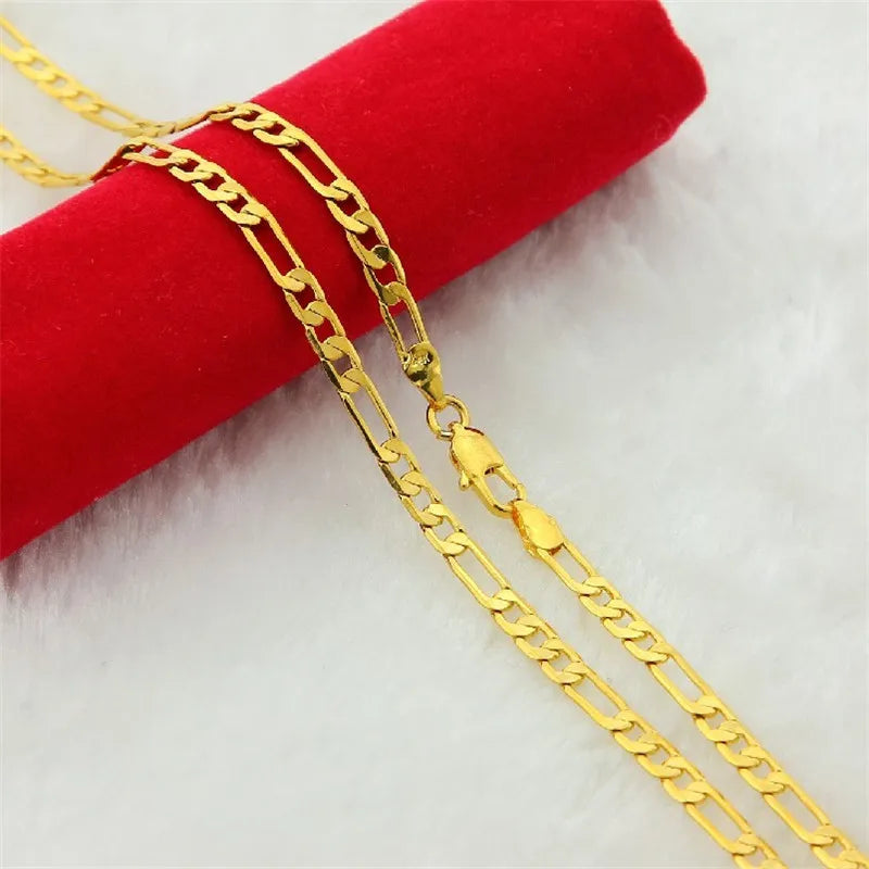 Hip Hop Mens Necklace 4/6/8mm Curb Cuban Chain Gold Color Filled Jewelry Necklaces Party Daily Wear 50-75cm