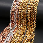 2021 New Width 3MM Stainless Steel Vacuum Golden Cuban Chain Necklace Fashion Hip Hop Jewelry For Men and Women