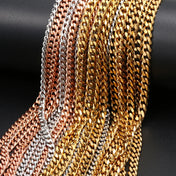 3MM Gold Stainless Steel Cuban Chain Necklace