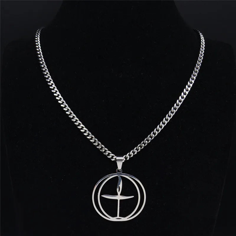 Silver Pendant Flaming Unitary Chalice Universalist
