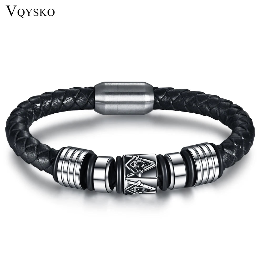 Stainless steel men's bracelet, European and American Freemasonry Logo magnet titanium steel bracelet souvenir
