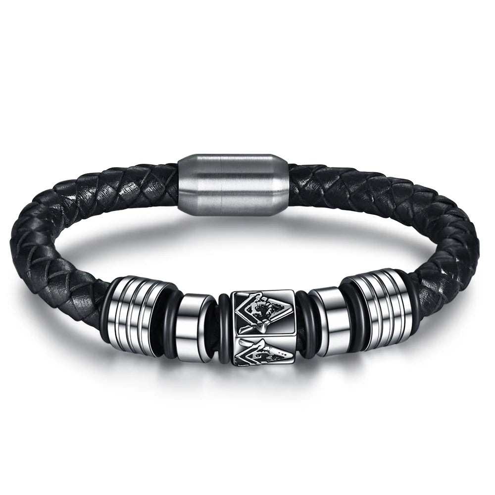 Stainless steel men's bracelet, European and American Freemasonry Logo magnet titanium steel bracelet souvenir
