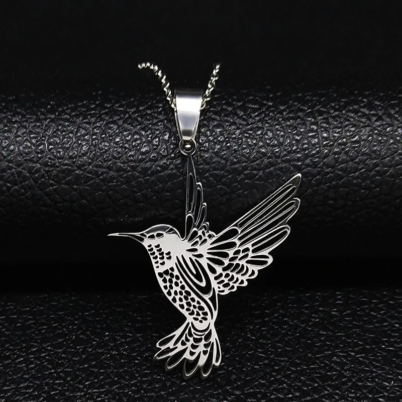 Hummingbird Pendant Necklace — Stainless Steel