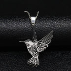 Hummingbird Pendant Necklace — Stainless Steel