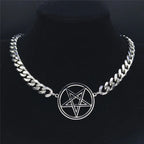 Pentagram Cuban Chain Necklace — Stainless
