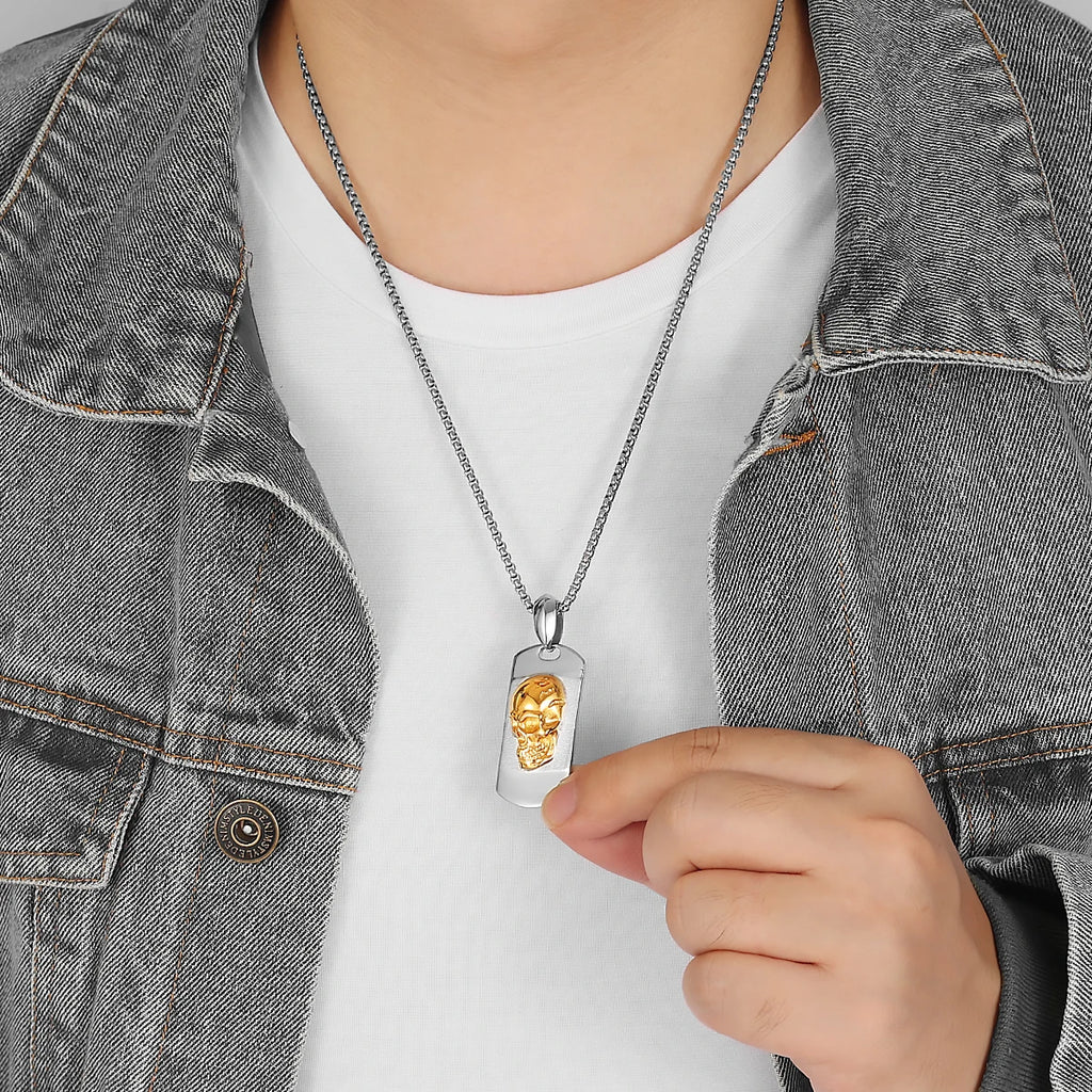 Golden Devil Skull Pendant Necklace — Stainless