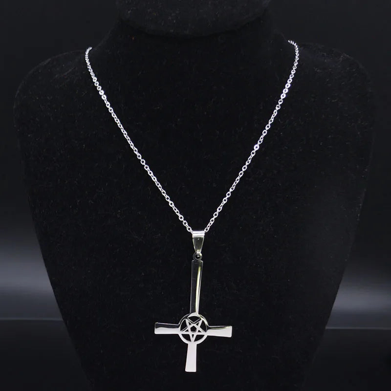 Inverted Cross Occult Pendant Necklace
