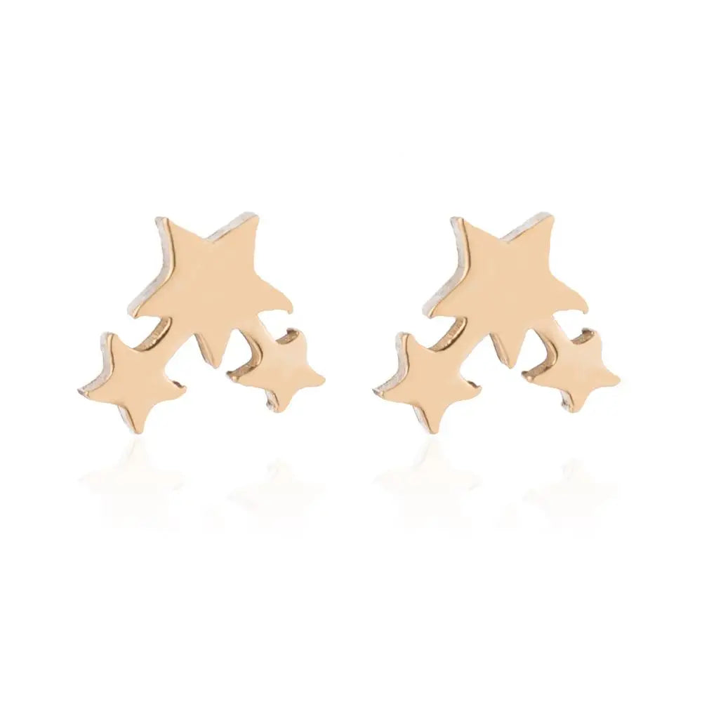 Punk Open Star Stud Earrings Everyday Wear — Stainless Steel