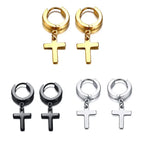 Cross Mini Huggie Hoop Earring — Stainless Steel