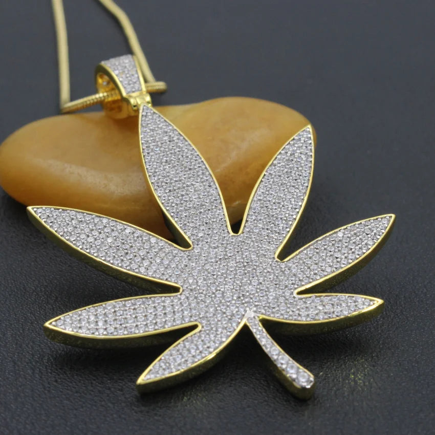 Iced Out Maple Leaf Pendant — 925 Silver