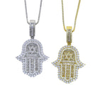 Iced Out Hamsa Hand Pendant Necklace Micro Pave Cubic Zirconia For Women Bling 5A CZ Box Chain Hip hop Boy Men Jewelry