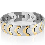 16MM Gold Color Stainless Steel Men's Magnetic Therapy Bracelets For Arthritis Pain Relief and Carpal Tunnel Bracelet
