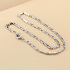 New Fashion Punk Man & Woman Square Carving Pattern 925 Sterling Silver Necklace Men 3MM 20 inches Link Chain Jewelry
