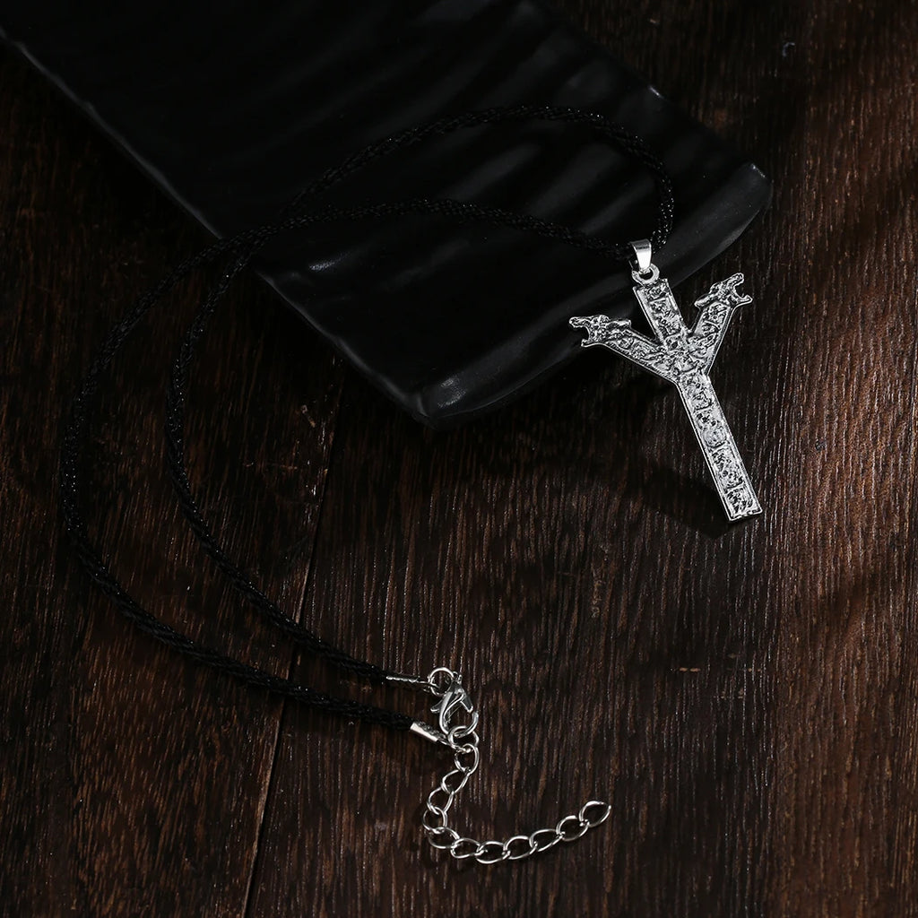 Viking Rune Algiz Double Wolf Pendant — Stainless Steel
